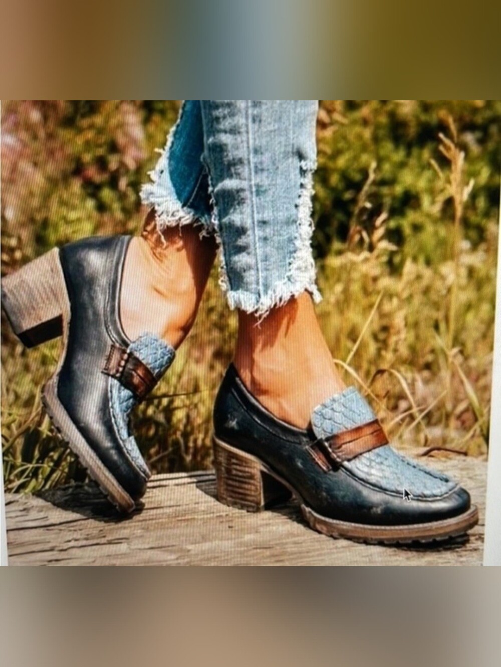 Freebird by Steven Bristol Blue Snake Print Leather Block Heel Loafers